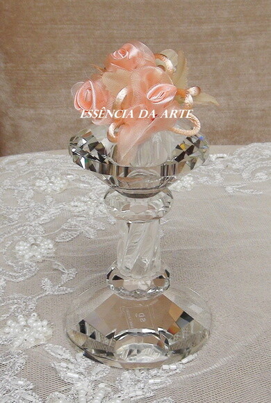 2 Buques Flor Em Cetim E Organza Pêssego
