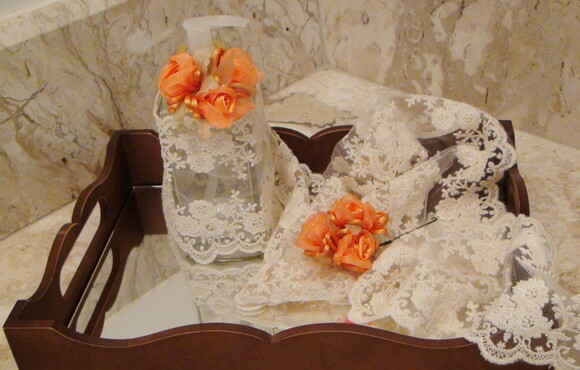 2 Buques Flor em Cetim e Organza Laranja Claro