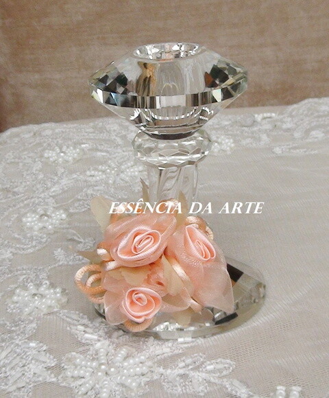 2 Buques Flor Em Cetim E Organza Pêssego