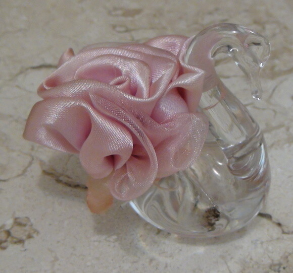 2 Flores Rosa Cetim e Organza Nude I