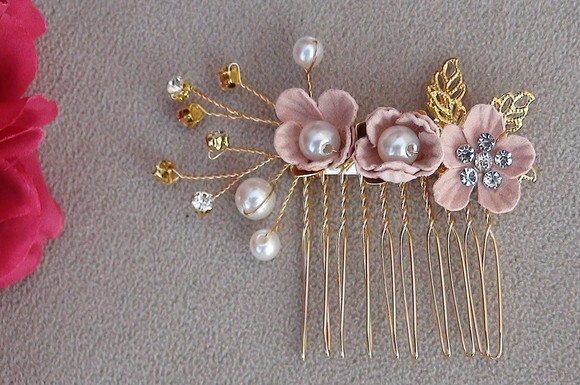 Arranjo para Cabelo de Noivas - 1 Unidade - Rosa Antigo