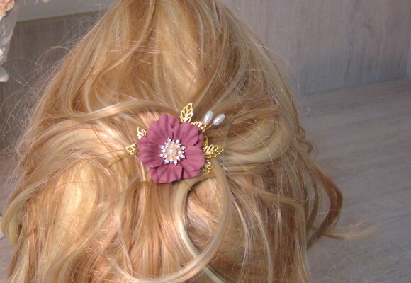Arranjo para Cabelo de Noivas - 1 Unidade - Rose Escuro