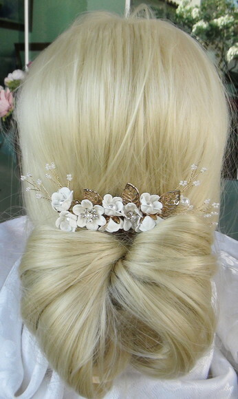 Arranjo para Cabelo de Noivas -pente - Branco