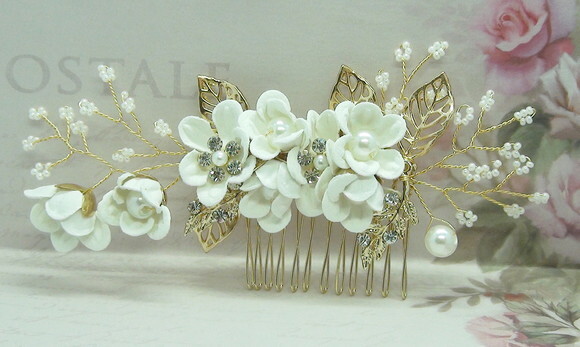 Arranjo para Cabelo de Noivas -pente - Branco