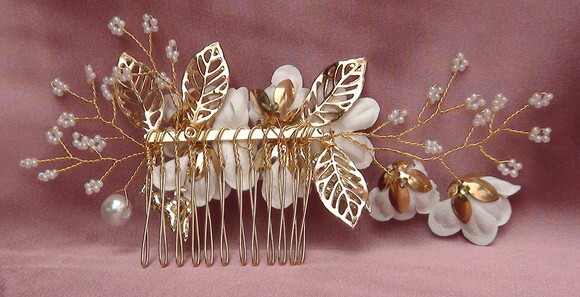Arranjo para Cabelo de Noivas -pente - Branco