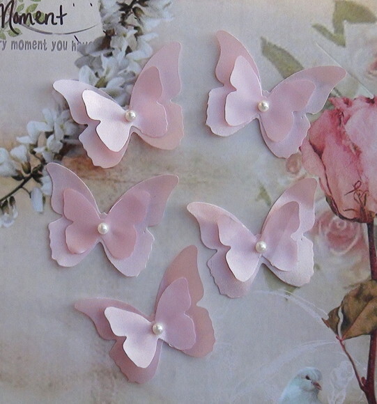 Borboletas em Cetim - 10 un -5,5x4,5cm. Dupla Camada
