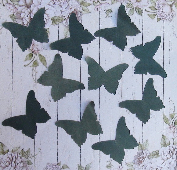 Borboletas em Cetim - 25 un - Verde Musgo - 6,5x6,0cm