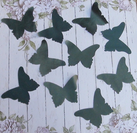 Borboletas em Cetim - 25 un - Verde Musgo - 6,5x6,0cm