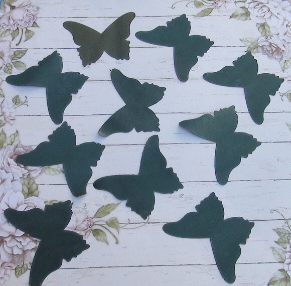 Borboletas em Cetim - 25 un - Verde Musgo - 6,5x6,0cm