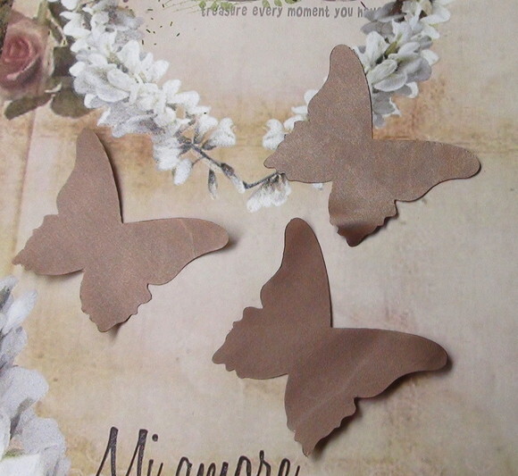 Borboletas em Cetim - Marrom - 25 un - 6,5x6,0cm