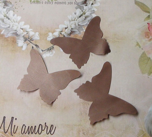 Borboletas em Cetim - Marrom - 25 un - 6,5x6,0cm