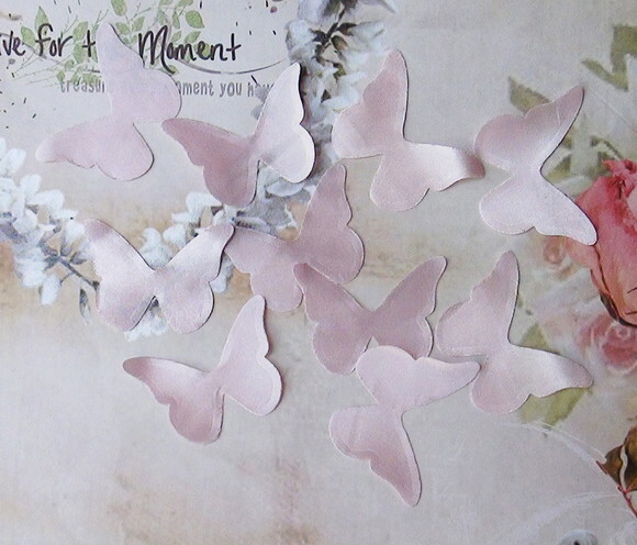 Borboletas em Cetim - Rosa - 25 un - 4,5x3,5cm