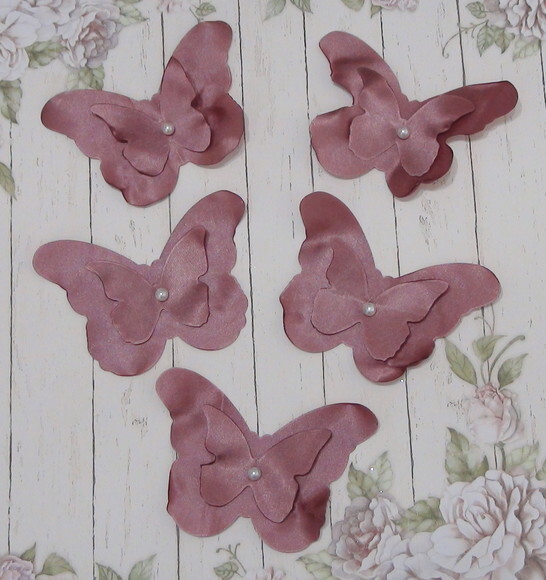 Borboletas em Cetim 10x7,5cm- 05 un - Rose Queimado