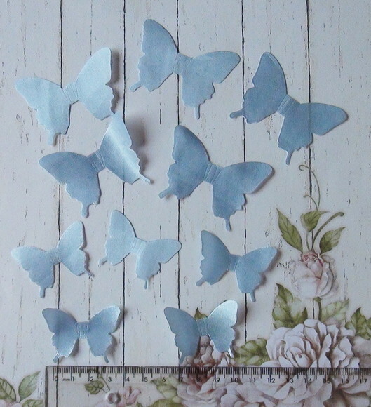Borboletas em Cetim Azul Celeste- 50 un - 6,0x4,0cm