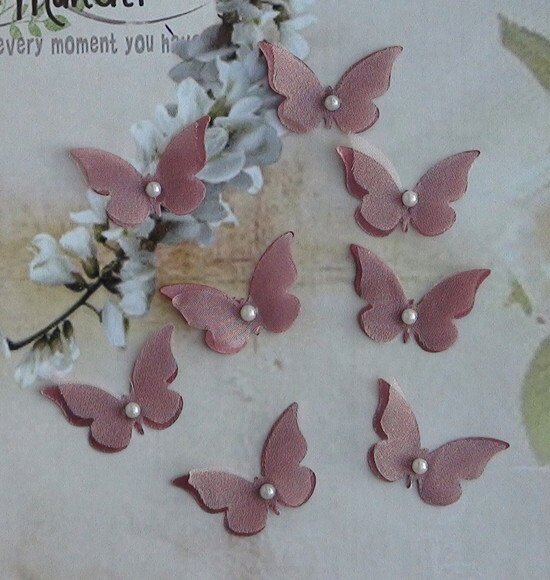 Borboletas em Cetim e Organza Nude - 40 un