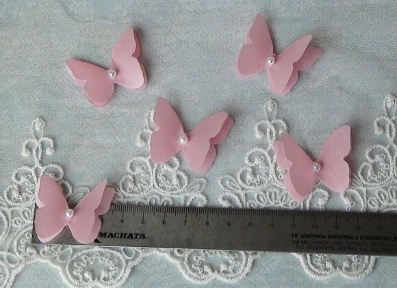 Borboletas em Dupla Camada - 15 un - 4,0 x 3,5cm