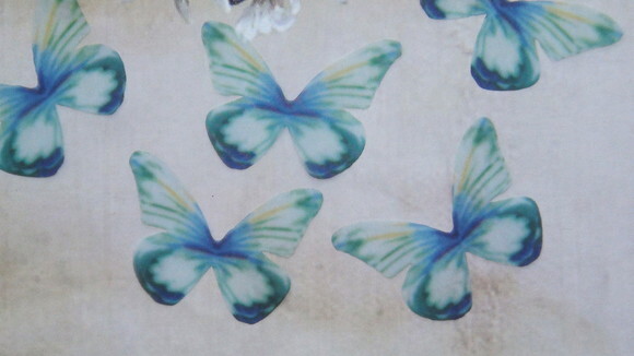 Borboletas em Organza -verde e Azul 05 un
