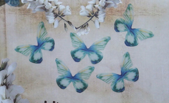 Borboletas em Organza -verde e Azul 05 un