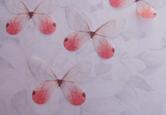 Borboletas em Organza 05 Un - Laranja