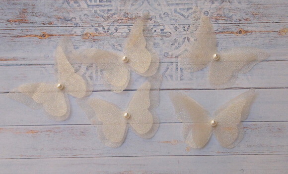 Borboletas em Organza Cristal Dupla Camada - 15 un