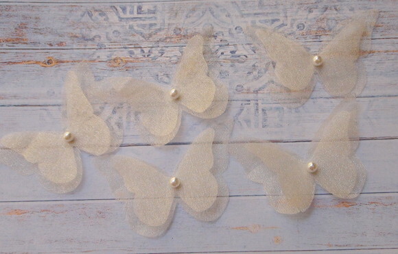 Borboletas em Organza Cristal Dupla Camada - 15 un