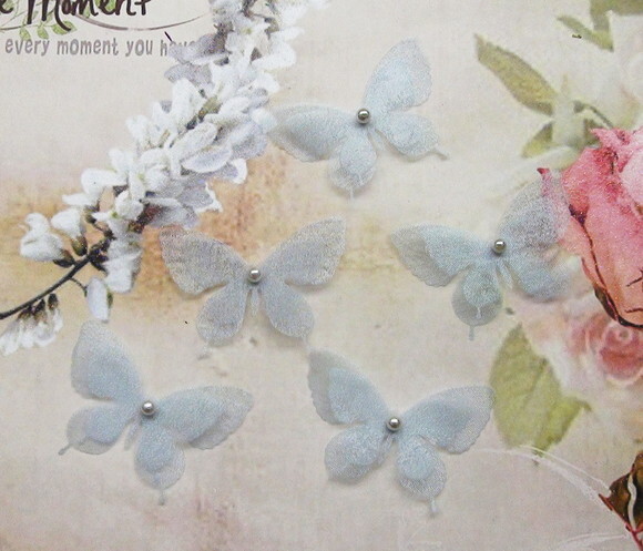 Borboletas em Organza Dupla Camada Azul - 15 un