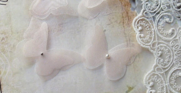 Borboletas em Organza Dupla Camada Rosa - 05 un