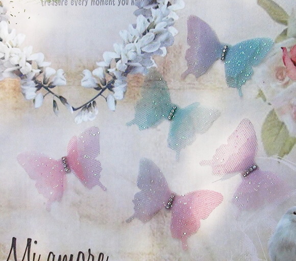 Borboletas em Tule Gliter Color Dupla Camada - 20 un
