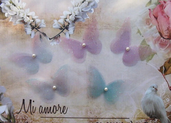 Borboletas em Tule Gliter Dupla Camada - 6,0x4,5cm - 10 un