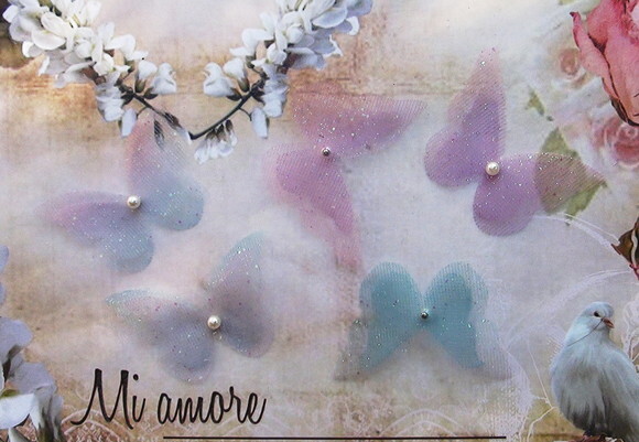 Borboletas em Tule Gliter Dupla Camada - 6,0x4,5cm - 10 un