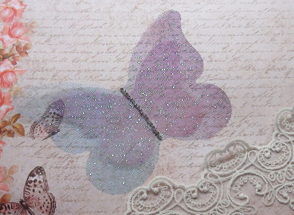 Borboletas em Tule Gliter Dupla Camada 14x10 Cm- 05 un