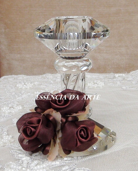 Buque Flor em Cetim e Organza Marron Escuro