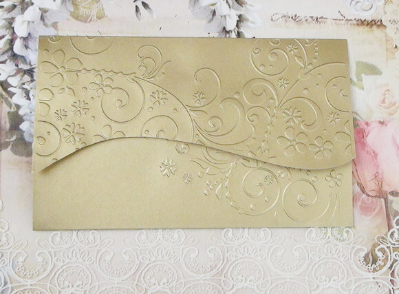 Envelope para Convite de Casamento Dourado - 180g