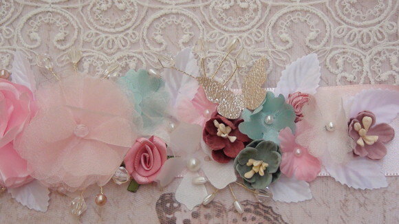 Faixa Cinto Flores em Cetim 3d