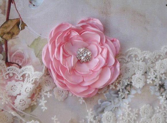 Flor em Cetim 3d - Rosa - 01 un