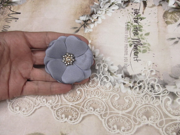 Flor em Cetim Chaton Azul Anil - 5cm - 01 un