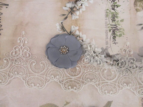 Flor em Cetim Chaton Azul Anil - 5cm - 01 un