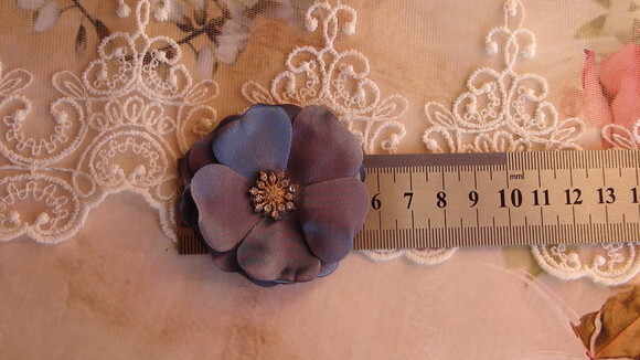 Flor em Cetim Chaton Azul Petróleo- 5cm - 01 un