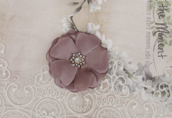 Flor em Cetim Chaton Rose Queimado - 5cm - 01 un