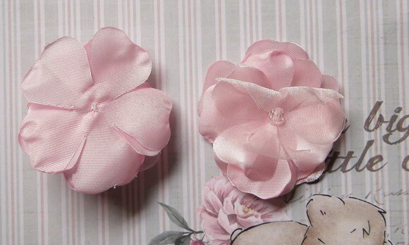 Flor em Cetim e Organza 3d - Rosa - 05 un
