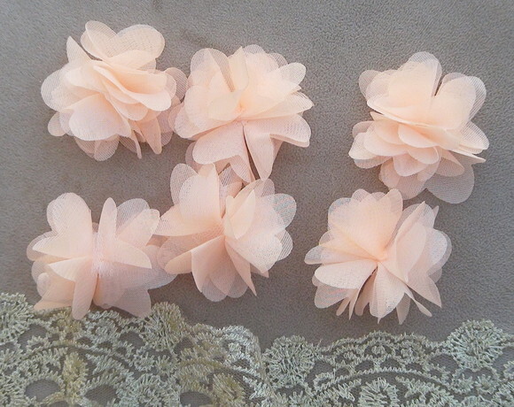 Flor em Chiffon - Pêssego - 06 Un.