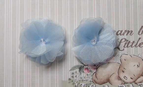 Flor em Organza 3d - 05 un - Azul