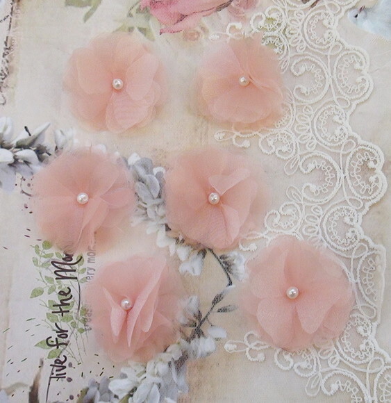 Flor em Organza 3d - 05 un - Rose