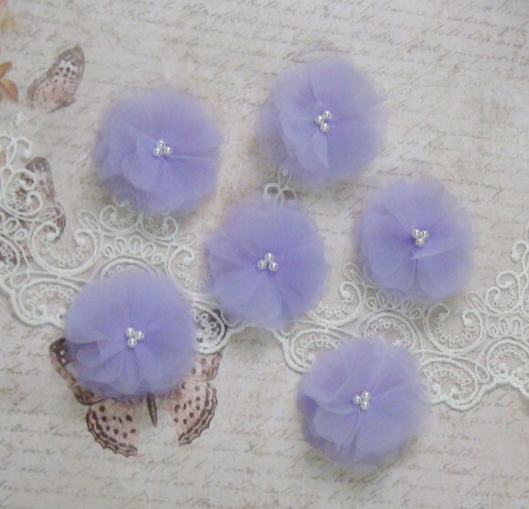 Flor em Organza 3d - 05 un - Lilás