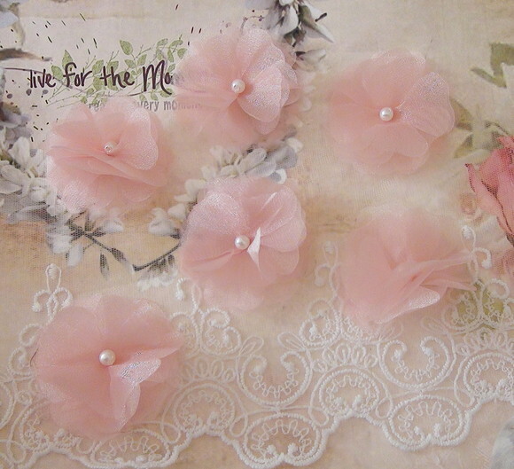 Flor em Organza 3d - 05 un - Rose