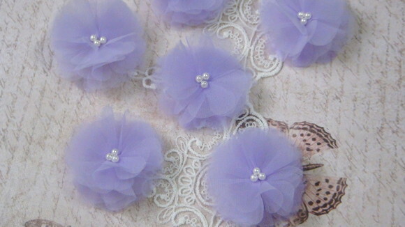 Flor em Organza 3d - 05 un - Lilás