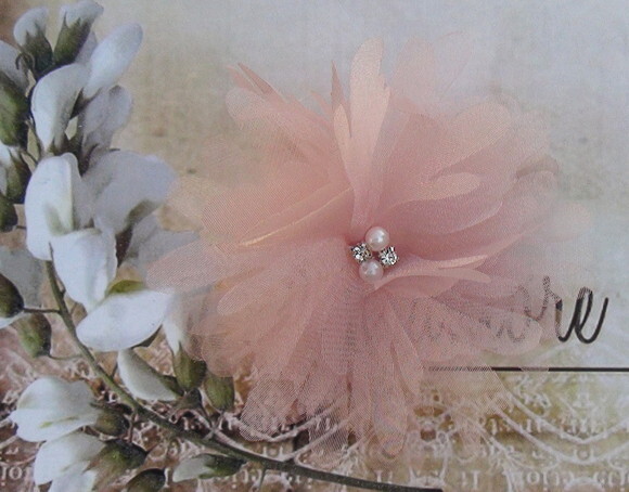 Flor em Organza Cristal - Rose - 05 un