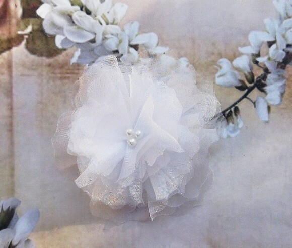 Flor em Organza Cristal - 05 un