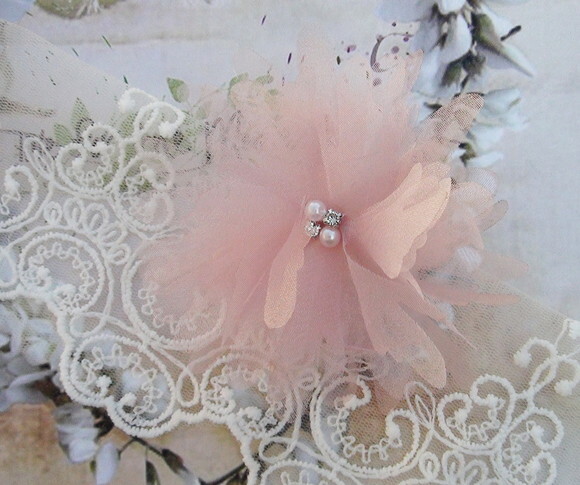 Flor em Organza Cristal - Rose - 05 un