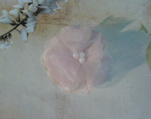 Flor em Organza Rosa - 10 un